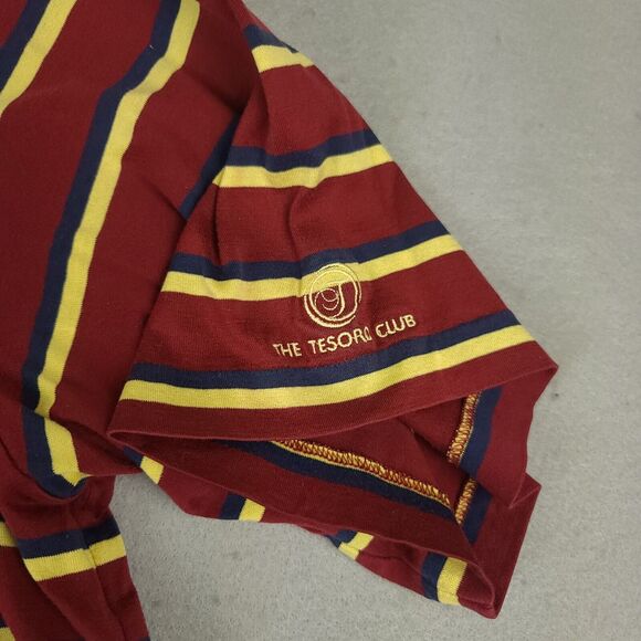 Polo Golf Ralph Lauren Polo Shirt Mens XL Red Yellow Navy Stripe Cotton Blend - Picture 8 of 11